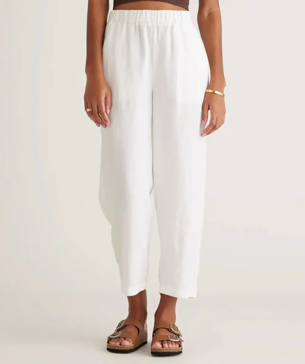 NWT Quince 100% European Flax Linen Wide Leg Pants White Extra Small XS